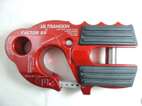 UltraHook Winch Hook W/Shackle Mount by Factor 55 Red Powdercoat at KxK Industries LLC